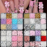 500PCS 3D Nail Art Decoration Kit with Resin Bows, Flat Back Pearls, and Assorted Shapes – Unscented DIY Craft Embellishments