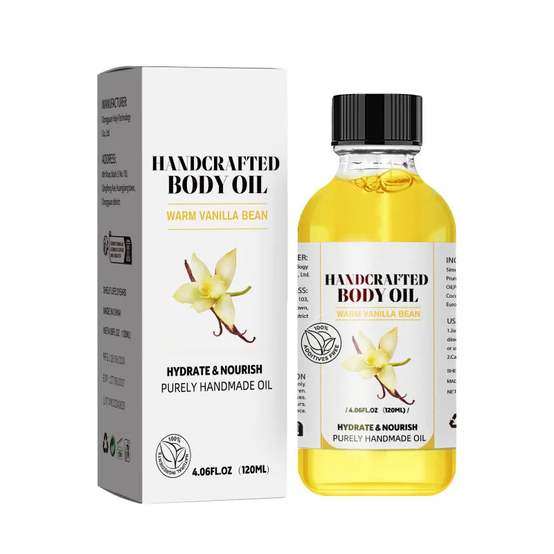 1-5pcs Stress Relief Body Oil with Vanilla - Deeply Moisturizes & Soothes Muscles, Herbal Formula for Relaxing Bath & Massage.