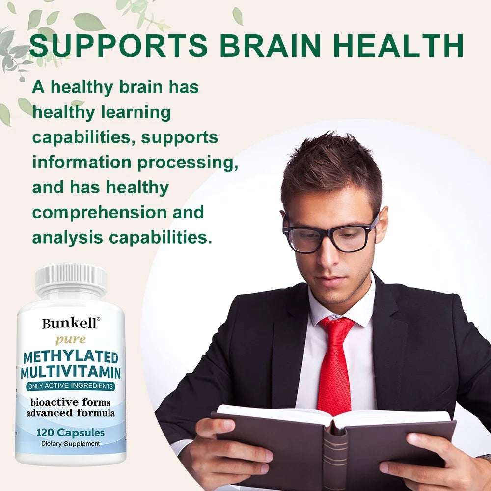 High-potency Methylated Multivitamin Supplement, with Vitamins C, D, B12 To Support Energy and Focus, and Maintain Heart Health