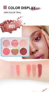 6-color Blush and Contouring All-in-one Palette Pearlescent Matte Powder Face Blusher Glitter Highlighter Blush Makeup Palette