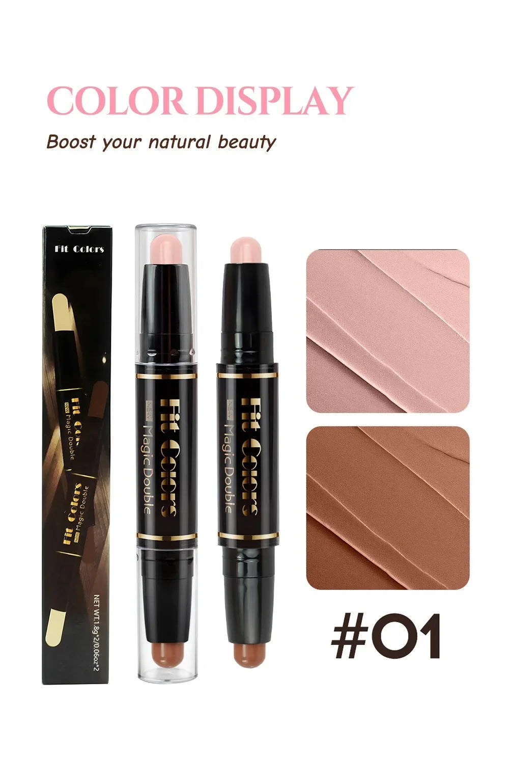 Double-head Highlight Shadow Stick Face Bronzer Contouring Pen Foundation Cream Concealer Makeup Base Beauty Women's Cosmetics