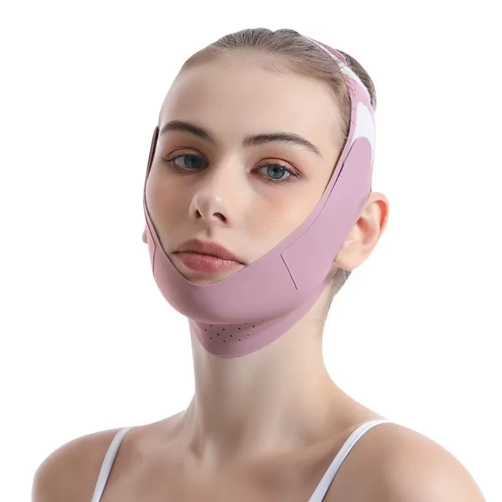 Adjustable V-Shape Face Lift Band Breathable Reusable Facial Slimming Strap Double Chin Reducer for Men Women Daily Skin Care