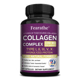 Multi-Collagen Capsules for Men and Women - Hydrolyzed Type I II III V X for Skin, Hair, Nails, Bones, Joints, Nutrition