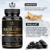 Himalaya Shilajit Capsule Original High in Trace Minerals& Fulvic Acid for Energy,Muscle Strength&Immunity, Endurance for Adult