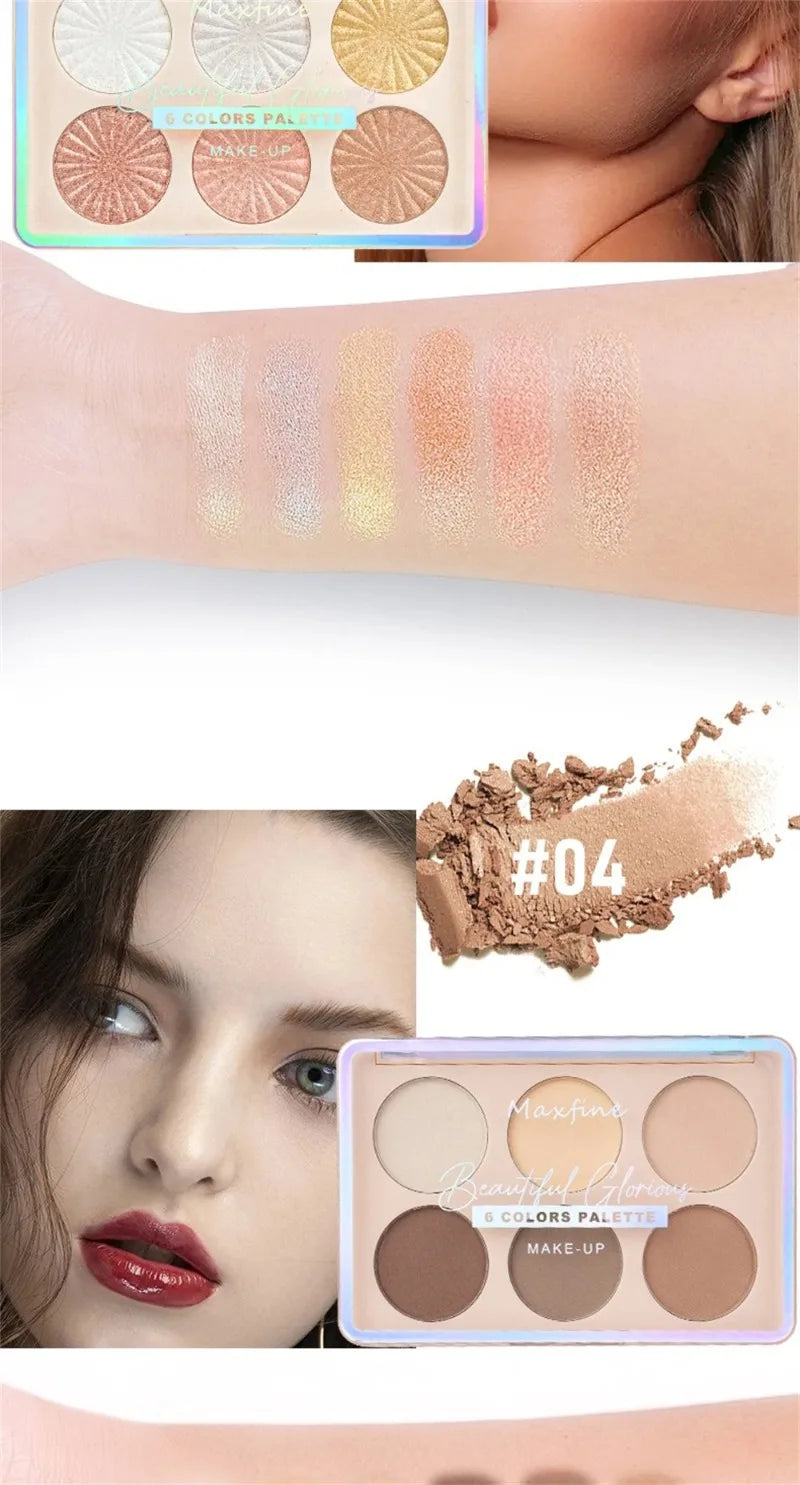 6-color Blush and Contouring All-in-one Palette Pearlescent Matte Powder Face Blusher Glitter Highlighter Blush Makeup Palette