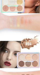 6-color Blush and Contouring All-in-one Palette Pearlescent Matte Powder Face Blusher Glitter Highlighter Blush Makeup Palette