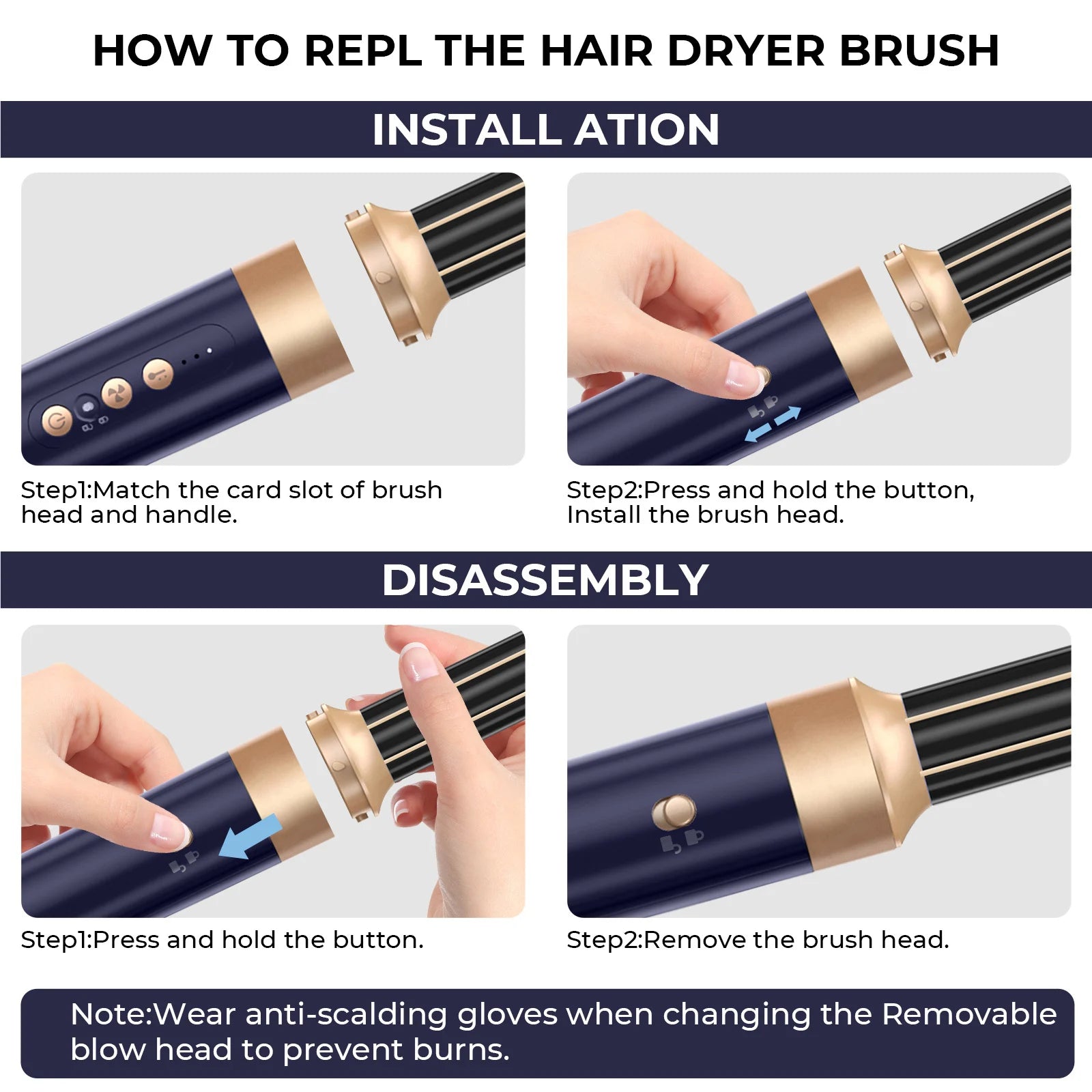 UKLISS Hair Dryer Brush 7 in 1, Air Styler Set with Curling Iron, Round Brush, Straightener for Women