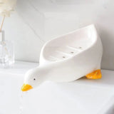 Soap Tray Self-draining Soap Rack Cute Duck-shaped Creative Rack for Shower Bathroom Kitchen Tub Sink Tray Bracket Bathroom