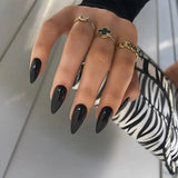 24Pcs Simple Wine Red Fake Nail with Mid-length Design Almond Press on False Nails Wearable Round Head Oval Full Cover Nail Tips