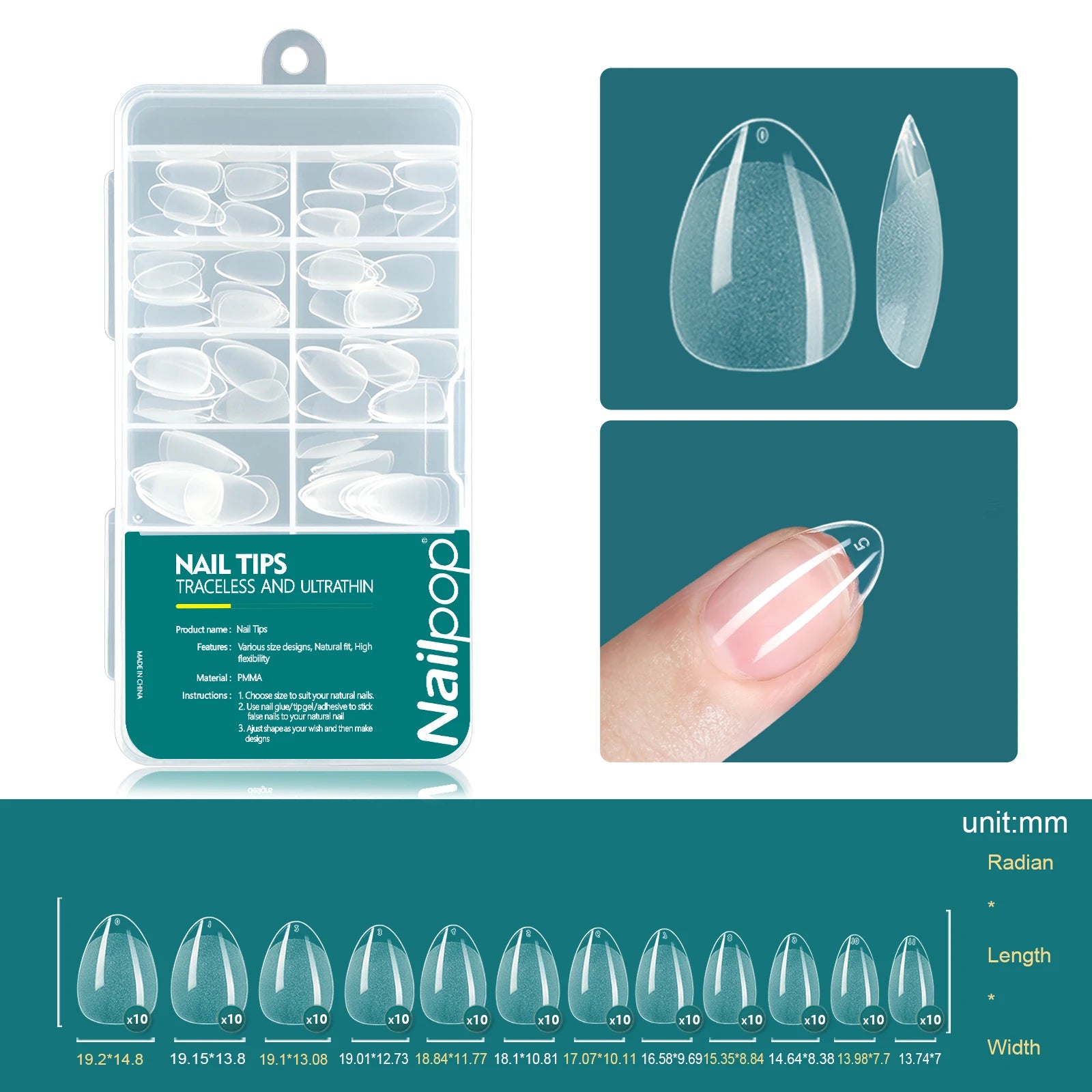 Nailpop Soft Gel Tips For Nails Acrylic Material Half Almond Artificial Nail Capsule Accessories Tool Art Salon 120pcs/box