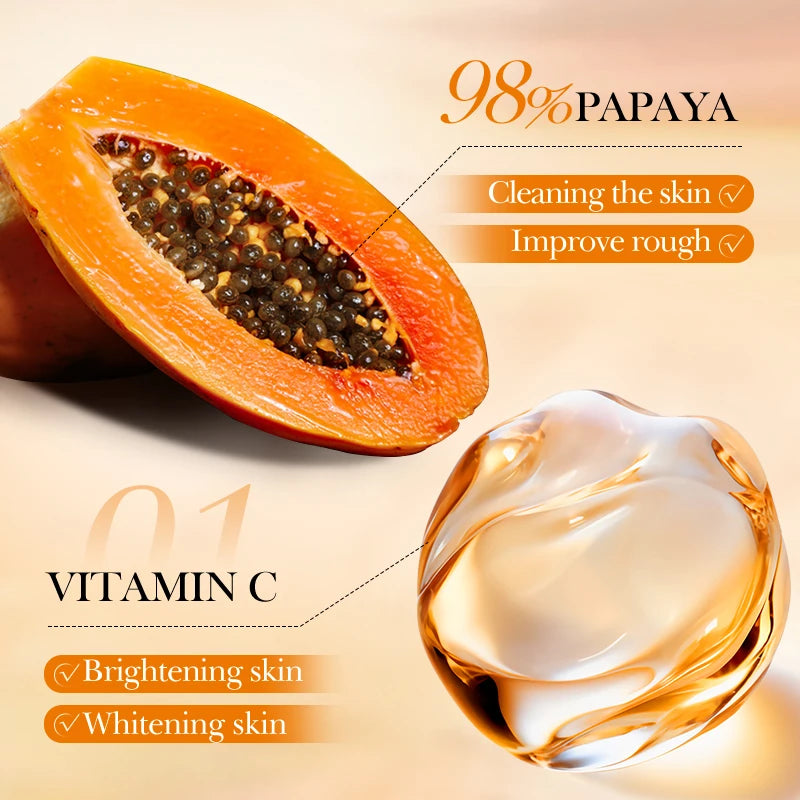 100g Papaya Vitamin C Exfoliating Scrub Cream, Hypoallergenic, Moisturizing, Exfoliation, Scented with Papaya, Deep Cleansing