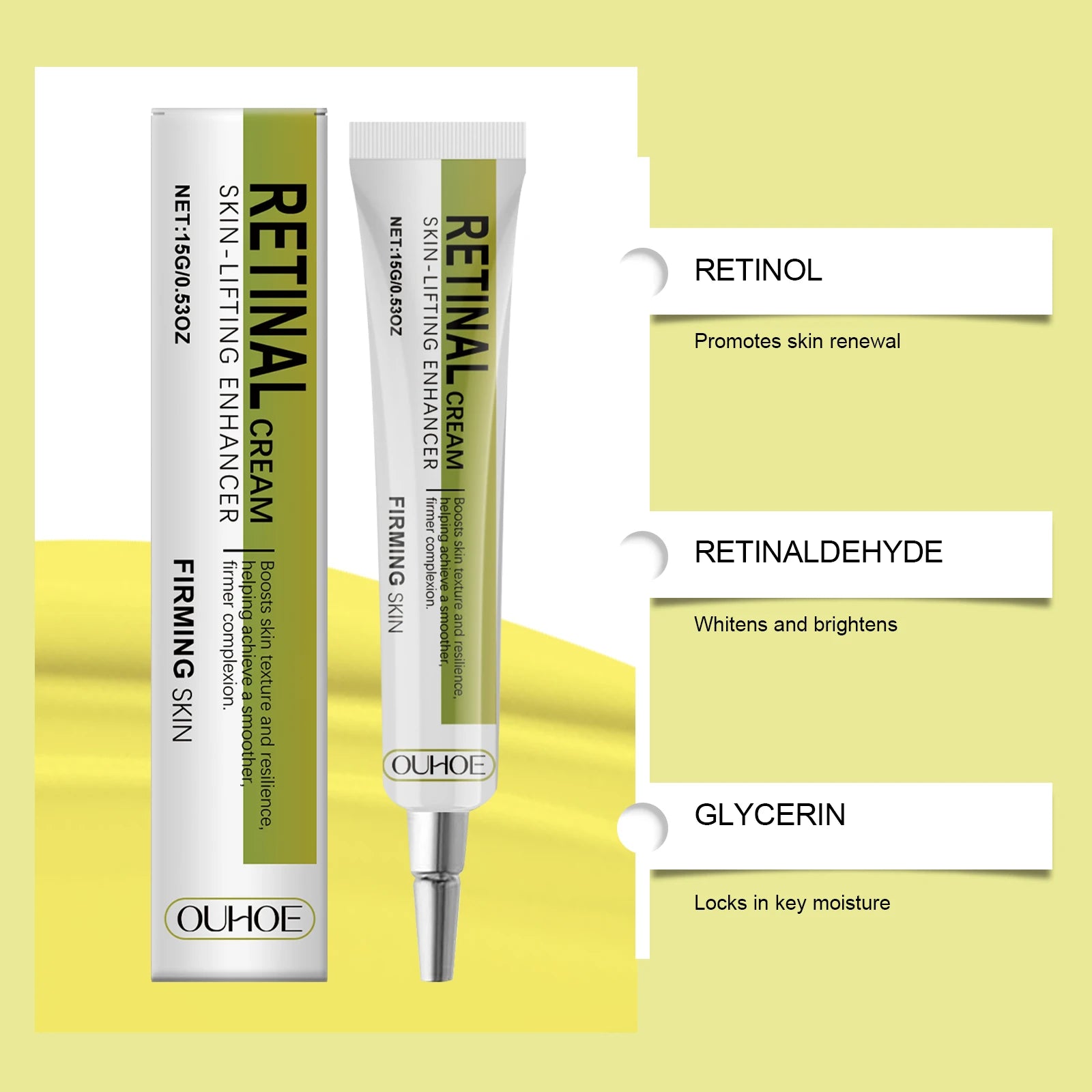 Retinol Cream Smoothing Wrinkle Firming Hydrating Barrier Support Radiant Fade Fine Lines Moisturizing Tightening Face Cream
