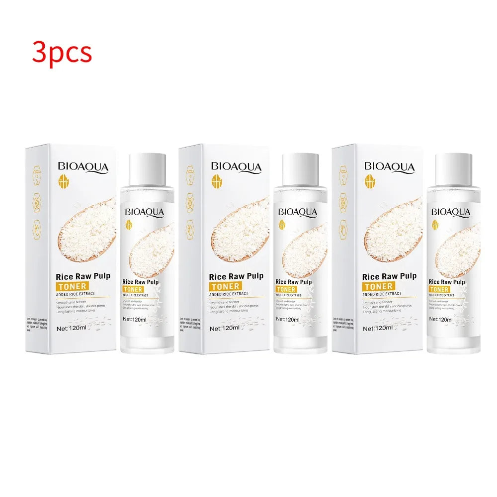 BIOAOUA Rice Raw Pulp Face Toner Moisturizing Water Brightening Lifting Deep Facial Cleanser For Young Glowy Korean Skin Care