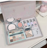 NICEKEY Pink Ballet Makeup Sets Include 4 Lip Mud,1 Blush,1 Pressed Powder,1 Eyes Palette,1 Contour Palette With Necklace Gift