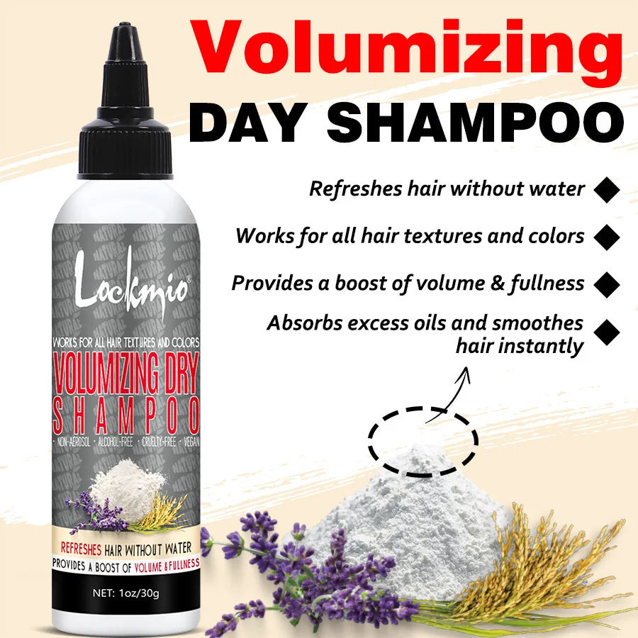Lockmio Volumizing Natural Rice Dry Shampoo Smoothing Matte Fluffy Cleansing Refreshing Hair Absorbs Oil Powder