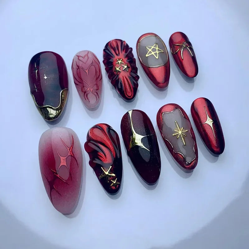 24 false nail pieces shipped randomly, Instagram-style false nails, wearable full-coverage almond-shaped press-on nails.