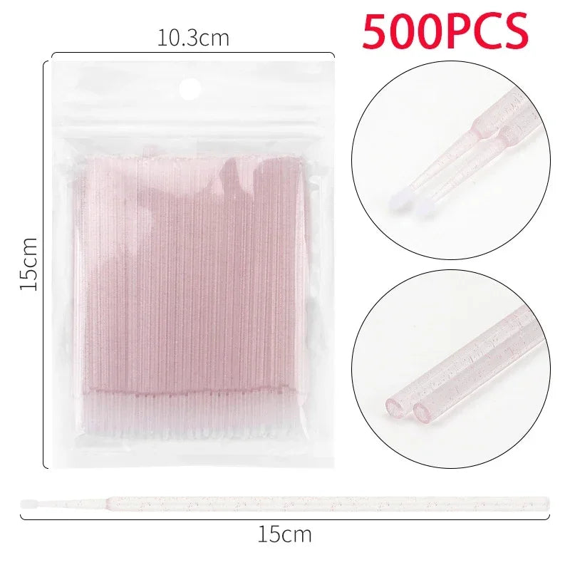 500/1000PCS Crystal Colorful Eyelash Cleaning Micro Brush Beauty Makeup Remover Tool Wholesaler