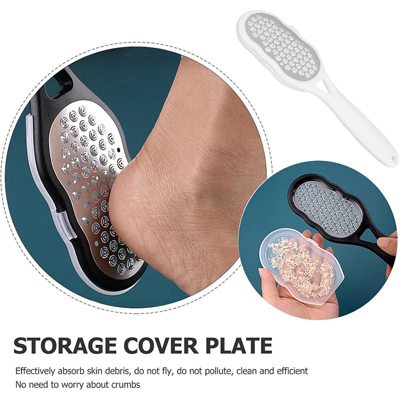 Professional Heavy-Duty Stainless Steel Painless Foot File & Remover with Splash Guard & Handle Suitable for Care Cracked Heels