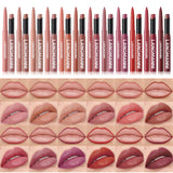 Integrated waterproof lipliner+lipstick lipstick lipstick set,no smudge,no fade,no cup,durable,easy to create a perfect makeup!