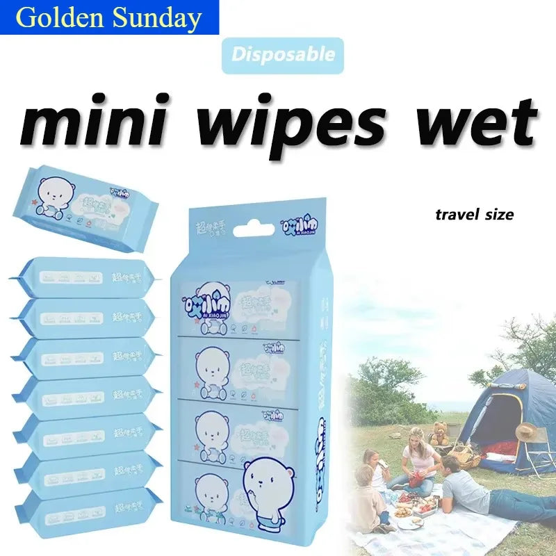 64pcs Disposable Mini Hand Wipes/Portable Travel Size Special Extraction Hand and Mouth Cleaning Wipes Fo Home School Supplies