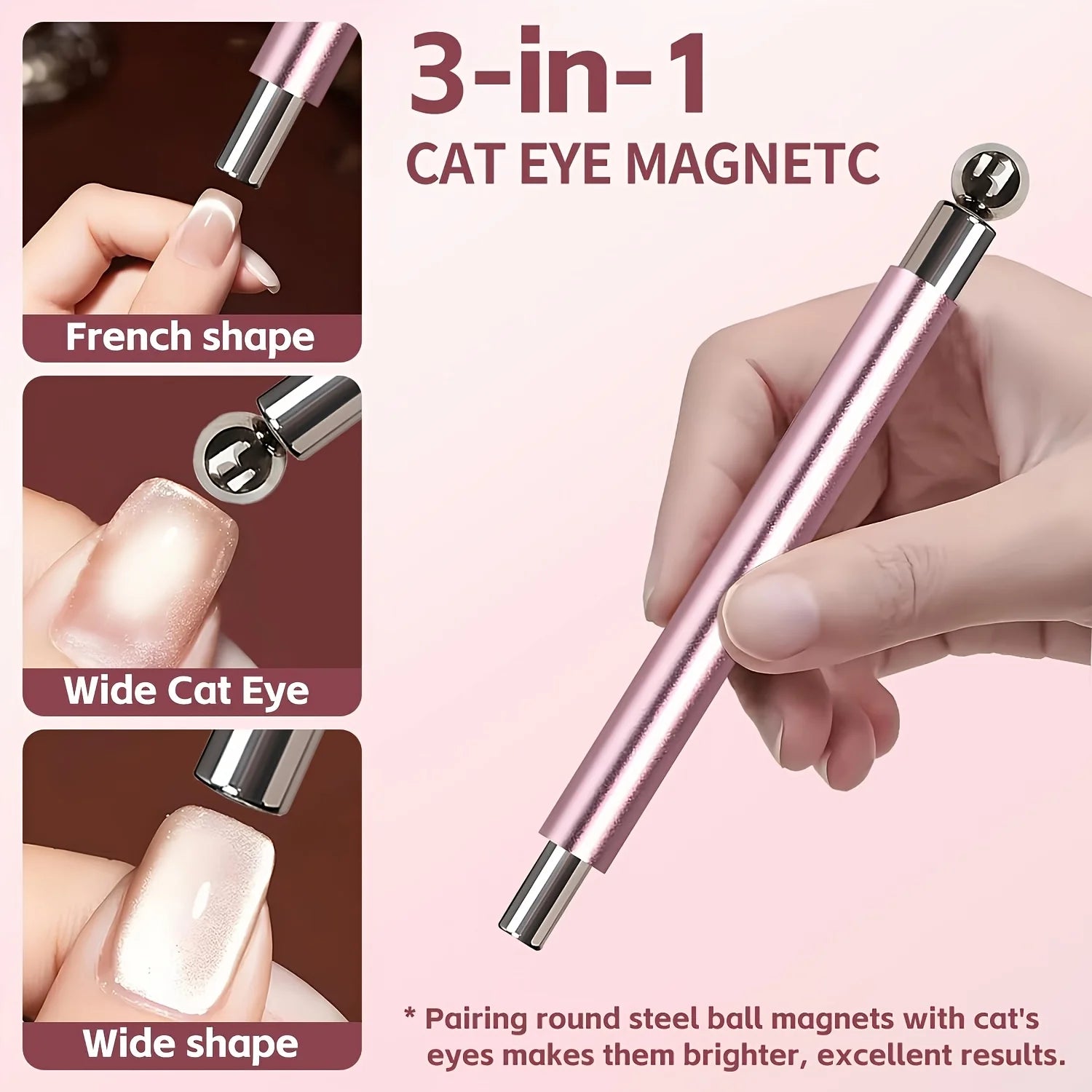 4Pcs Strong Magnetic Stick Cat Eye Set Magnet Double Headed Nail Art Cylindrical Ball Heart-shaped Hollow Cat Eye Magnet Tools
