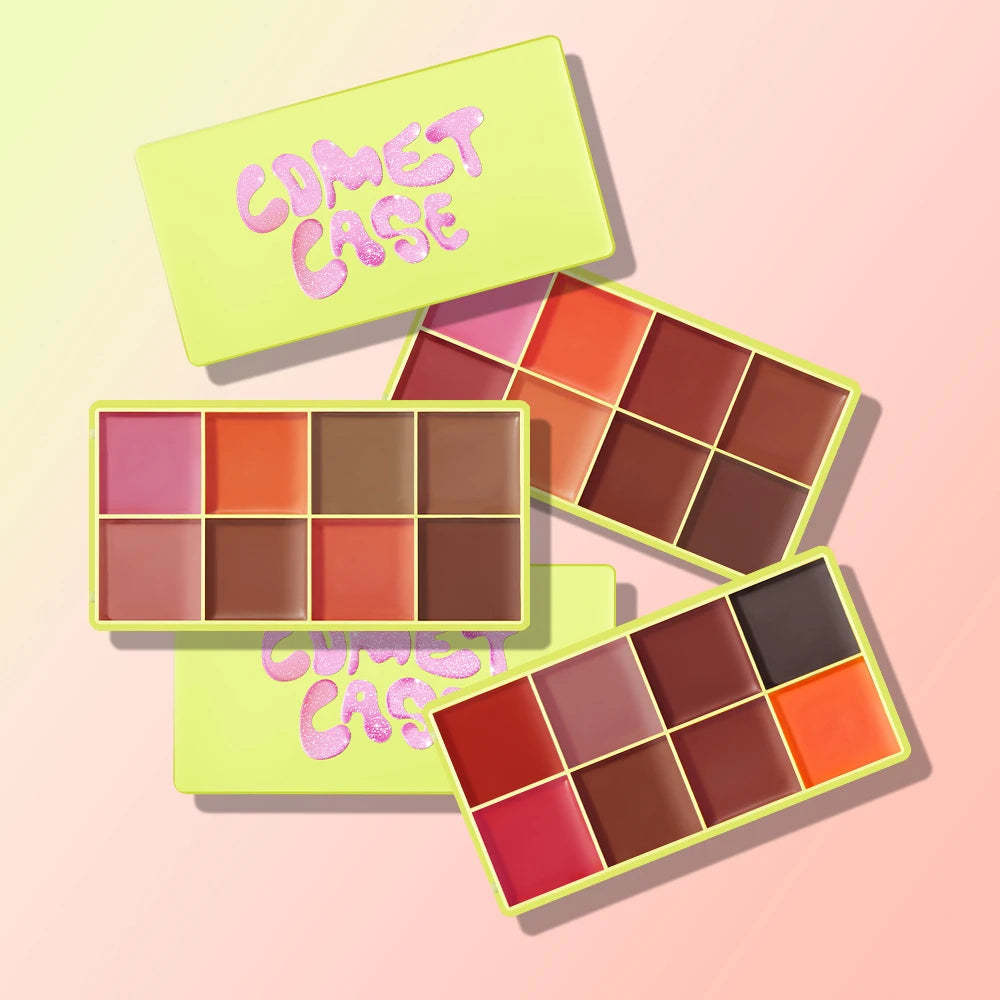 Multi Cream Eyebrow Blush Highlighter Palette Long Wearing Eyeshadow Palette Matte Shimmer Finish With Free Brush & Powder Puff