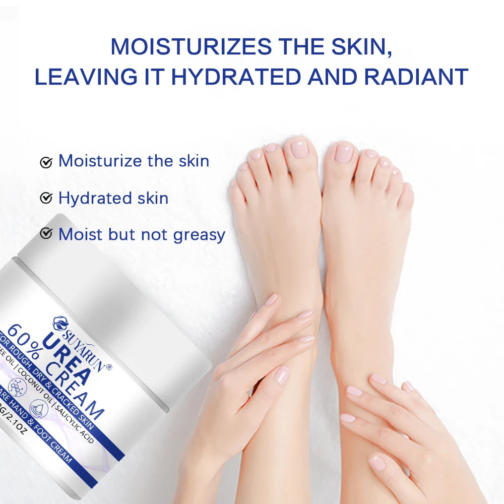 SUYARUN 60% Urea Foot Cream for Cracked Heels & Dry Skin - Intensive Moisturizing Treatment, Callus Remover, Diabetic Foot Care.