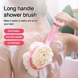 2-in-1 Double-sided Long Handle Shower Brush Exfoliating Soft Bristle Shower Tools Body Clean Shower Brush Gentle Cleaning Tools
