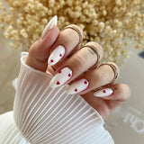24Pcs Simple Wine Red Fake Nail with Mid-length Design Almond Press on False Nails Wearable Round Head Oval Full Cover Nail Tips