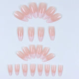 24PCS Almond Press on Nails Medium Fake Nails with Pink Bow Designs Glue on Nails Glossy Acrylic False Nails As Women Girls Fift
