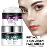 Retinol & Collagen Day Night Moisturizer with Hyaluronic Acid - Hydrating Face Cream for Tender Skin | All Skin Types Organic Fo