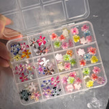 72Pcs 3D Crystal Jelly Soft Spotted Flower Nail Charms Transparent Leopard Lily Hibiscus Hawaiian Floral Nail Decor Nail Supplie