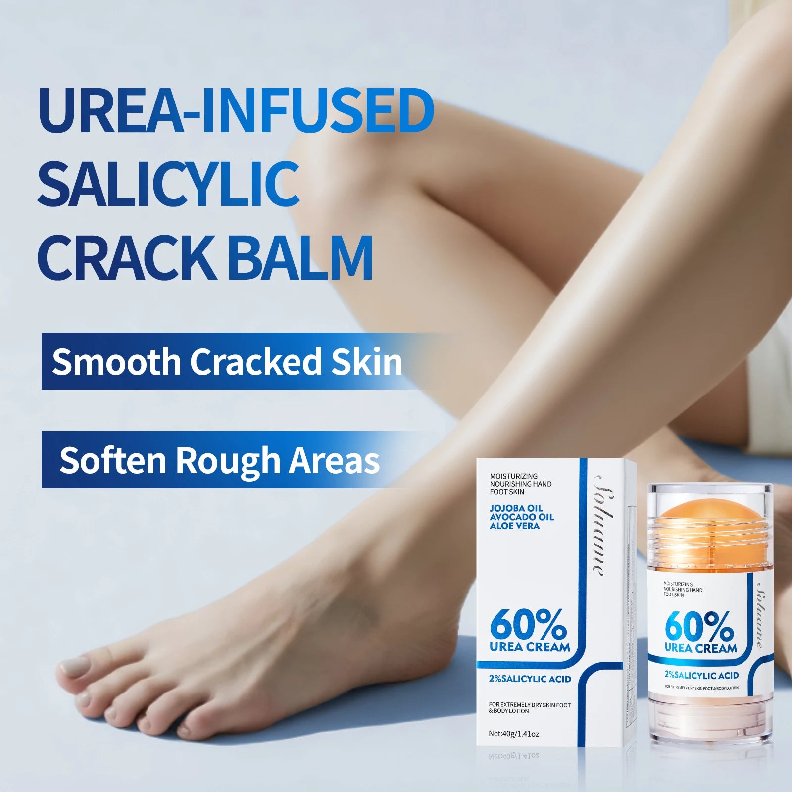 60% Urea Foot Cream Stick with 2% Salicylic Acid, Foot Care Cream Moisturizer for Dry Cracked Feet, Knees, Hands, Moisturizes Skin