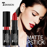 TEAYASON Matte Lipsticks 12 Colors Waterproof Long Lasting Lip Stain Non-stick Cup Sexy Red Black Lipstick Pigment Lip Cosmetics