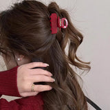 Red Acetate Hair Crabs 5.5cm Long Hair Clips for Girls And Women Korean Fashion Tie up Hair Accessories