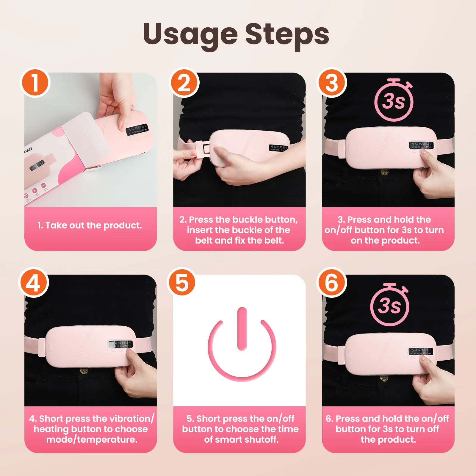 Women Menstrual Heating Pads Effective Hot Compress Period Relief Belt Rechargeable Heated Waist Massager Gifts for Female