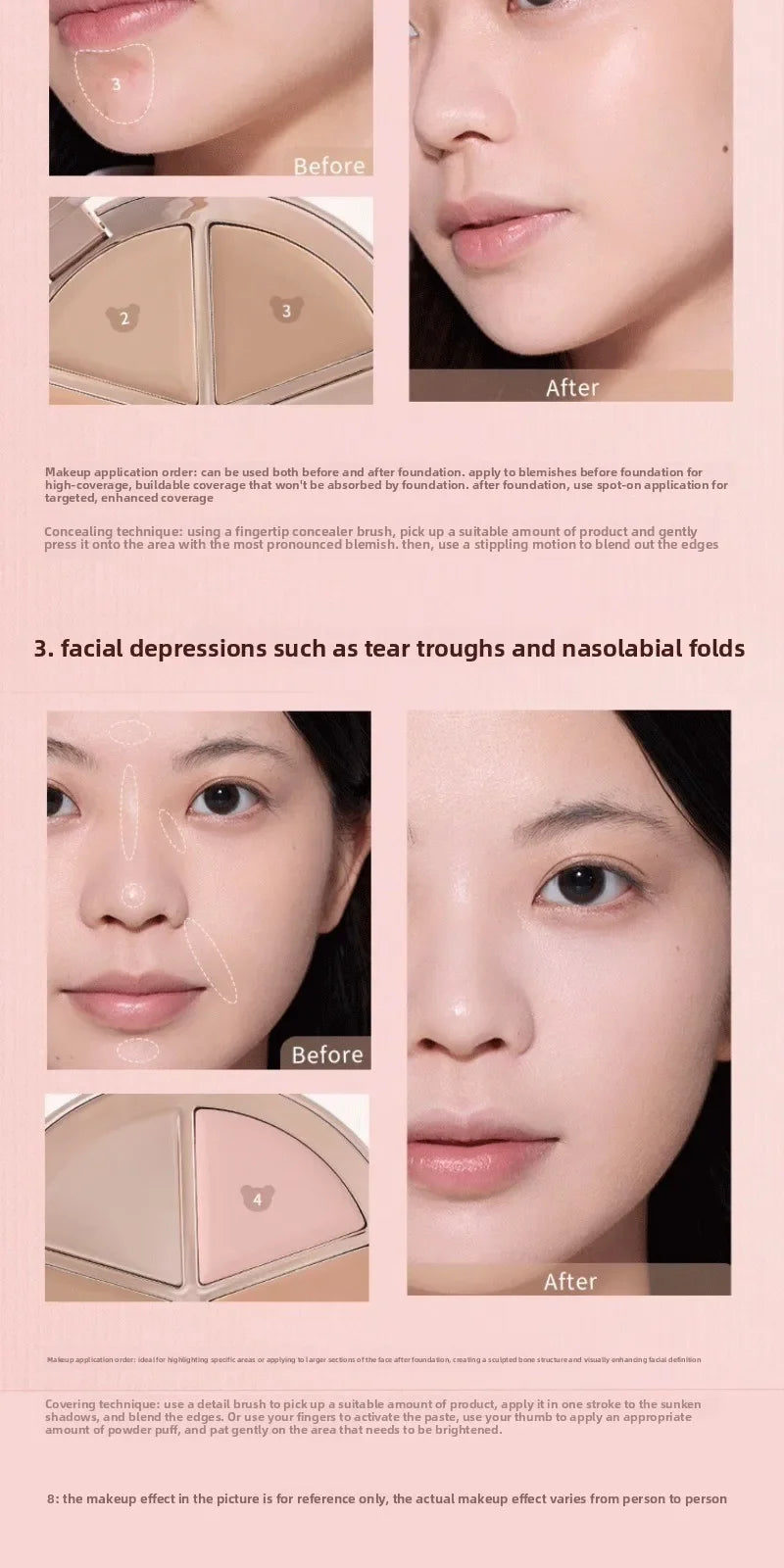 FLOWER KNOWS THE SWEETIE BEAR 4-Color Concealer Brighten Palette Covering Dark Circles Full Coverage Contouring Foundation