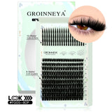 GROINNEYA Lash Clusters Kit Spikes Lash Individuals Eyelash Clusters D-Curly Lash Clusters Kit with Bond and Seal Makeup