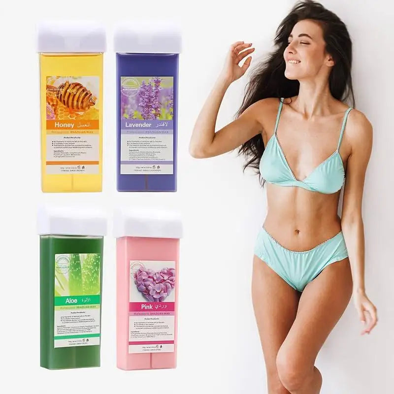 Painless Hair Removal Wax Cartridge Depilatory Wax Warmer Lavender Roll-on Wax Roller Refill for Bikini Body Hair Removal