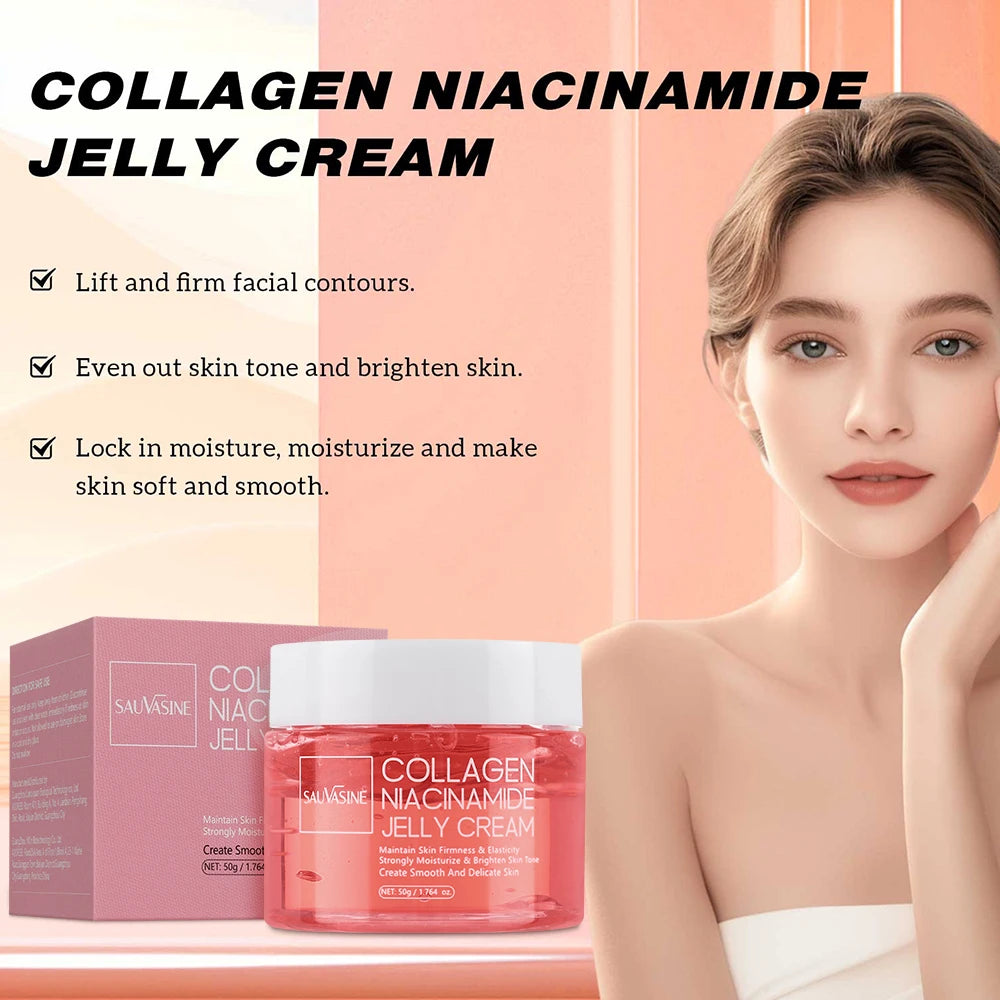 Collagen Jelly Cream Niacinamide Hydrolyzed Collagen 24h Glow & Lifted Look Moisturize Skin Elasticity & Hydration Face Cream