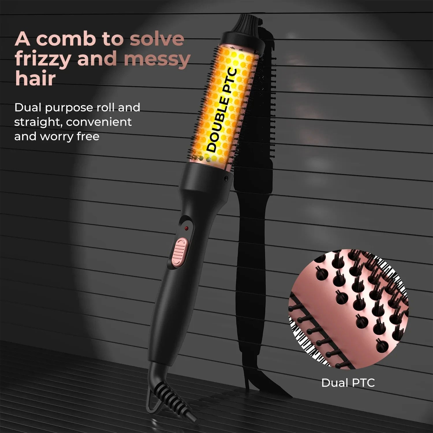 PTC Heated Curling Iron Brush 32mm Thermal Round Brush Anti Scald Hair Styler Volumizing Curler for Home Salon Use
