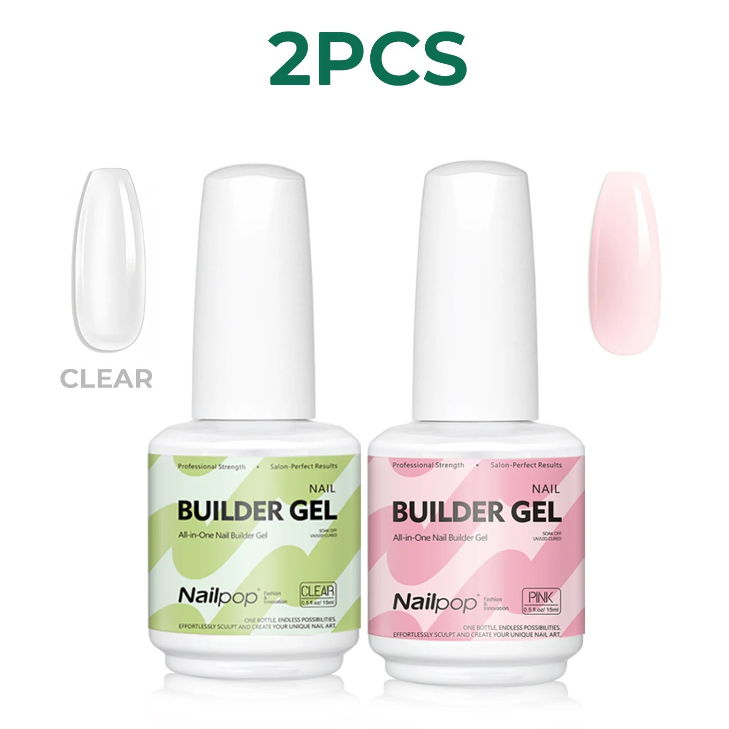 Nailpop 7 IN 1 Nail Glue Gel 15ml Gellack UV Nails Builder Gel Apex & Extension Soak off Base Gel Top Coat  HEMA FREE