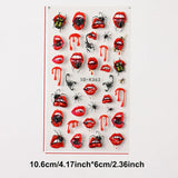 1/2pcs Charming Embossed Lips & Spider Nail Decals 5D Sexy Red Lip Nail Art Sticker Halloween Punk Style Manicure Accessories