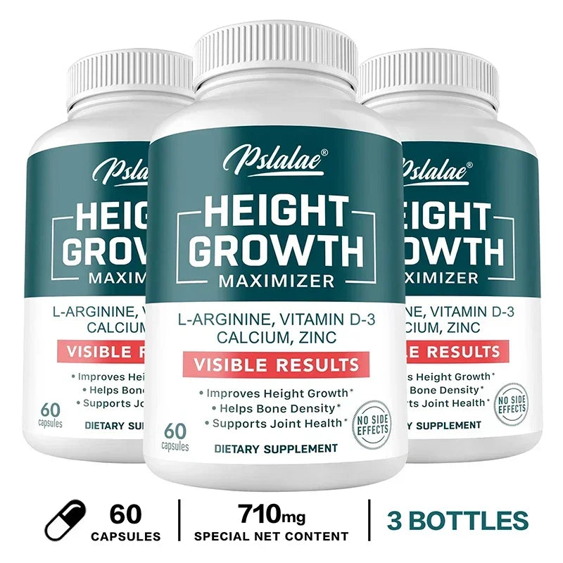 Height Growth Supplement With Vitamins and Calcium Zinc Improves Bone Strength Natural Promotes Growth Improve Immunity, Vegan