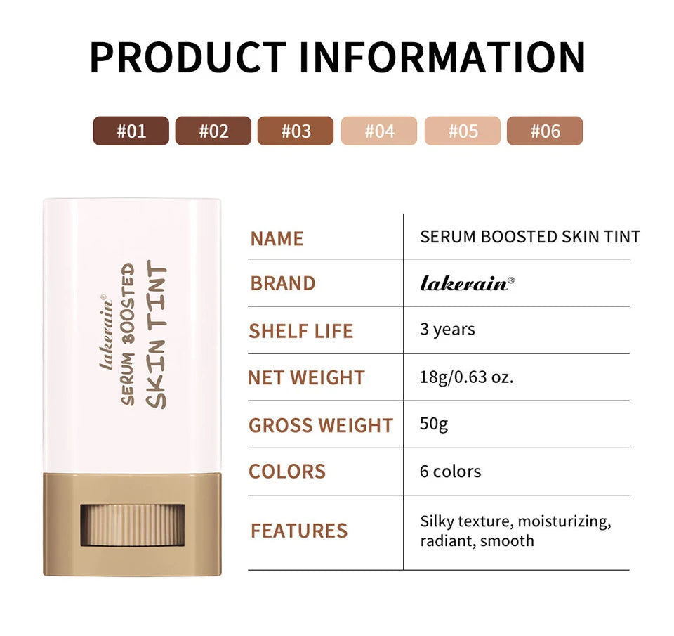 Skin Tint Foundation Stick Moisturizing & Non-Sticky Concealer Base Foundation Boosted Smooth Makeup Stick Woman Cosmetics