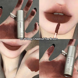DIXI Mini Silver Tube Matte Lip Glaze — Velvet Finish, Skin-Enhancing, Versatile Low-Saturation Latte Shade