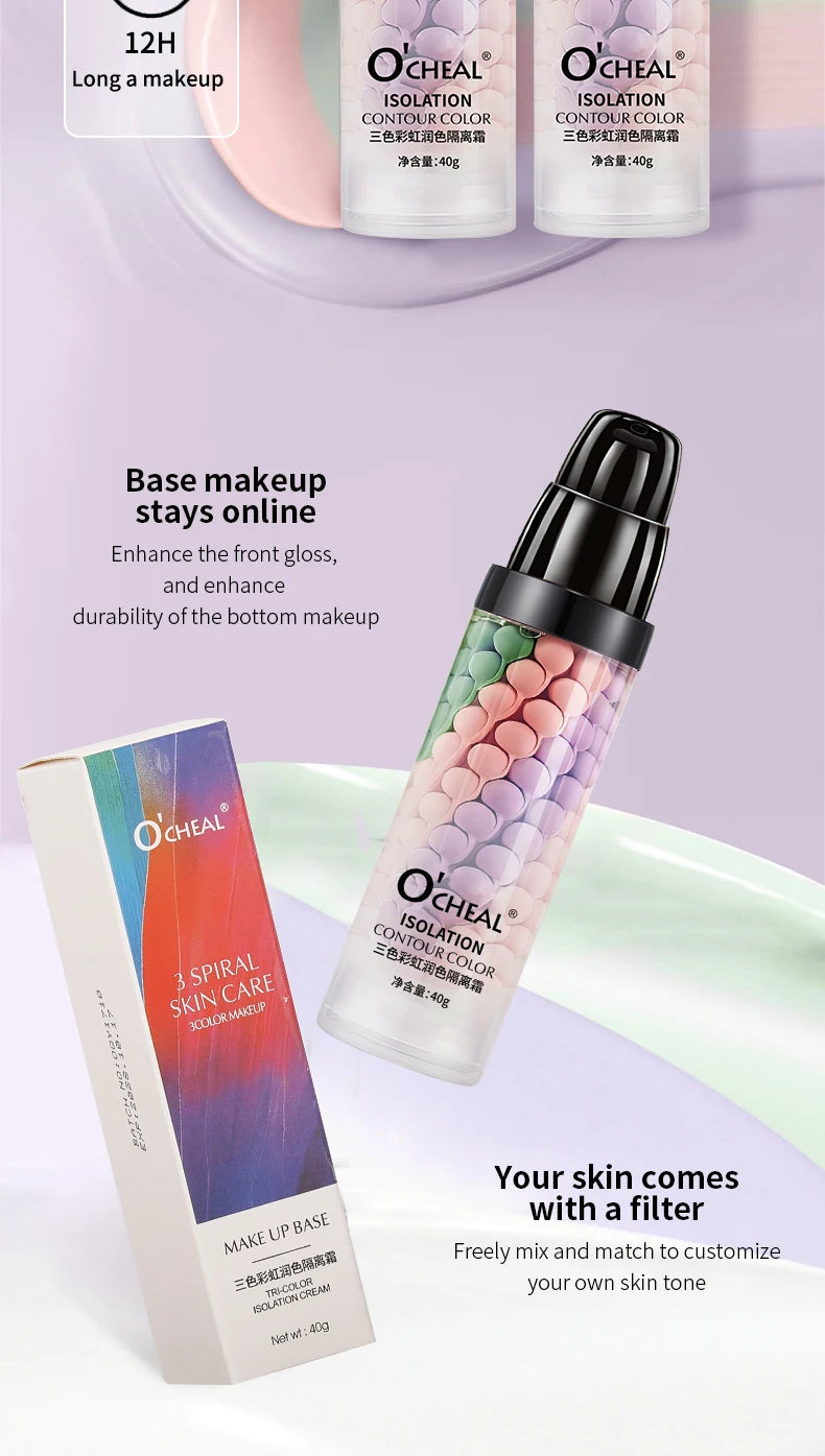 Three Color Mixed Isolation Cream, Normal Color Primer, Moisturizing Concealer, Natural Makeup Effect