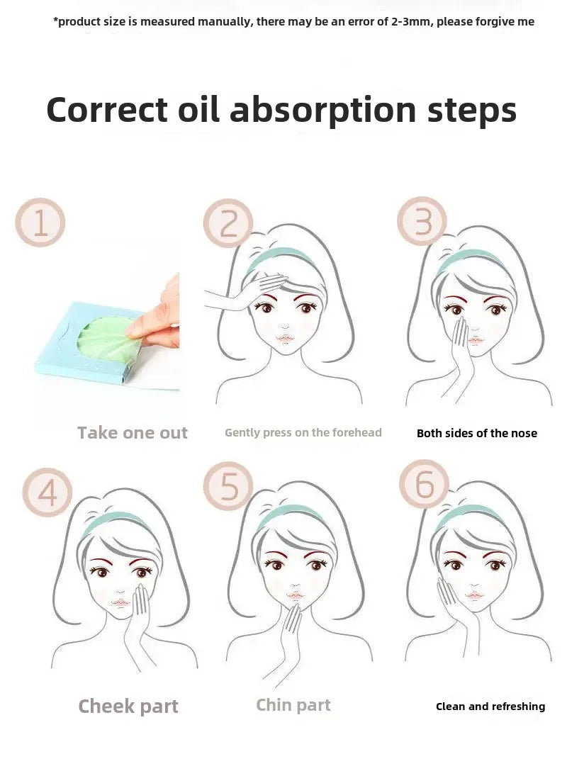 100/300pcs/6Packs Protable Face Oil Blotting Paper Matting Wipes Facial Cleanser Oil Control Oil-absorbing Face Cleaning Tools