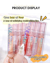 Four pack lip gloss set box, water gloss jelly lip gloss, moisturizing glass lips, not easy to stick to cup