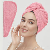 Solid Color Hair Towel Textured Dry Hair Cap 9.8' X 25.5' Absorbent Hair Towel Wrap for Button-Down Women